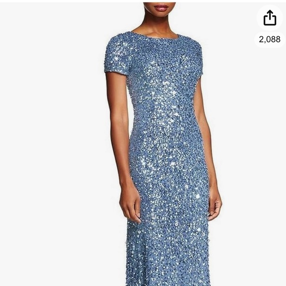 Adrianna Papell blue sequin dress (short version) - Picture 4 of 5